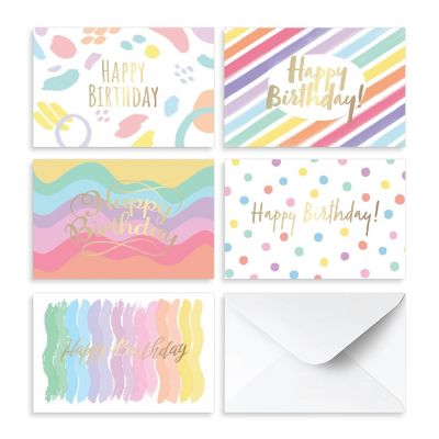 Rileys Rainbow Birthday Cards Assortment, 50-Count, 5 Designs, Envelopes Included, Bulk Variety Pack Image 1