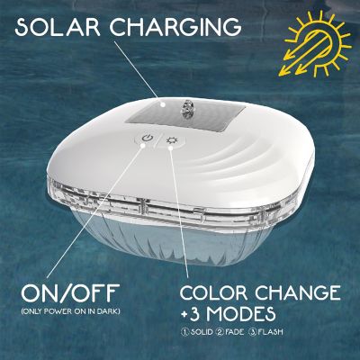 RIPPLE Floating Pool Lights - Solar Powered, Color Changing LED, 9 Modes Image 1
