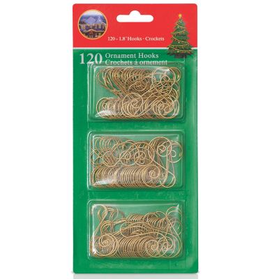 RN'D Toys Christmas Tree Ornament Hooks - Metal Wire Hangers - Gold - 120 Pack Image 3