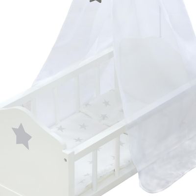 Roba Doll Cradle Set: Stella - Star, Gray &amp; White - Includes Hanging Mobile Image 2
