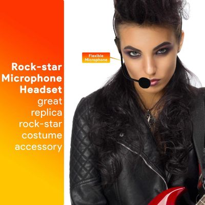 Rockstar Costume Accessories Headset - Fake Rock Star MJ Singer Microphone and Headphones Costume Accessory Prop Black Image 1