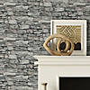 Roommates Stone Peel & Stick Wallpaper - Dark Grey Image 1
