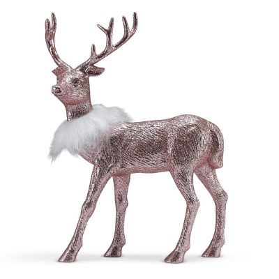 Rose Glitter Christmas Reindeer Holiday Party Deer Rose Gold Figurine Statues Dinner Tabletop Decorations Centerpiece  Pack of 2 Image 1