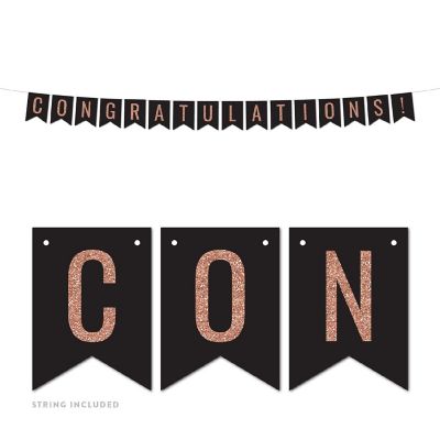 Rose Gold Black Congratulations - 4 x 5.5 Inch Image 1