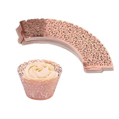 Rose Gold Copper Cupcake Filligree Wrappers 50-Pack Image 1