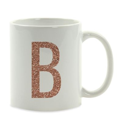 Rose Gold Faux Glitter B Ceramic Mug Image 2