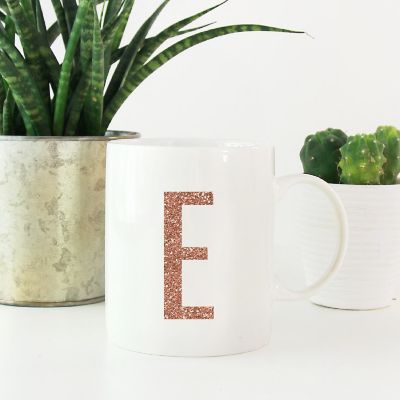 Rose Gold Faux Glitter E Ceramic Mug Image 1