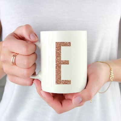 Rose Gold Faux Glitter E Ceramic Mug Image 1