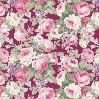 Roses for You Ruru Bouquet Pink Packed Roses by Quilt Gate Sold by the Yard Image 1