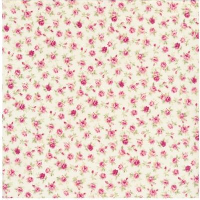Roses for You Ruru Tiny Pink Rosebuds on Cream by Quilt Gate Sold by the Yard Image 1