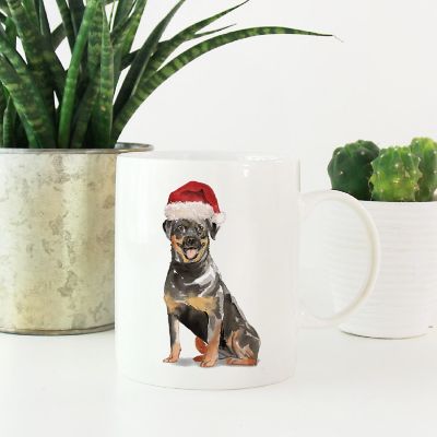 Rottweiler Santa Hat Ceramic Mug Image 1