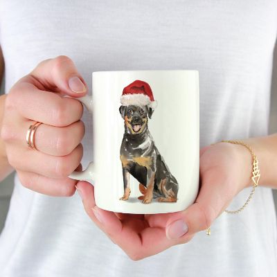 Rottweiler Santa Hat Ceramic Mug Image 1