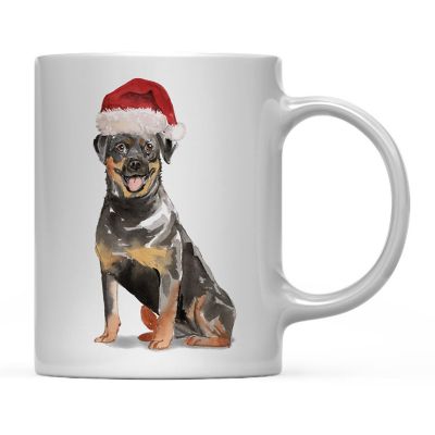 Rottweiler Santa Hat Ceramic Mug Image 2