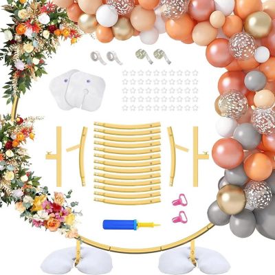 Round Backdrop Stand 6.6 Ft - Gold Circle Balloon Arch Frame, Wedding Arch Frame Image 1