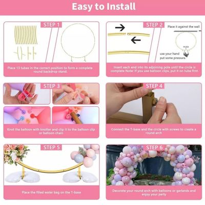 Round Backdrop Stand 6.6 Ft - Gold Circle Balloon Arch Frame, Wedding Arch Frame Image 2