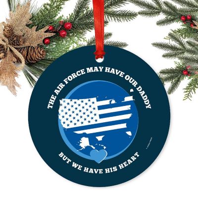 Round Metal Air Force Daddy Ornament Image 1