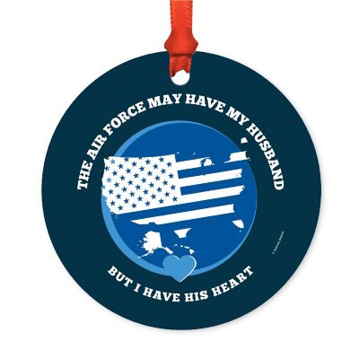 Round Metal Air Force Husband Ornament Image 1