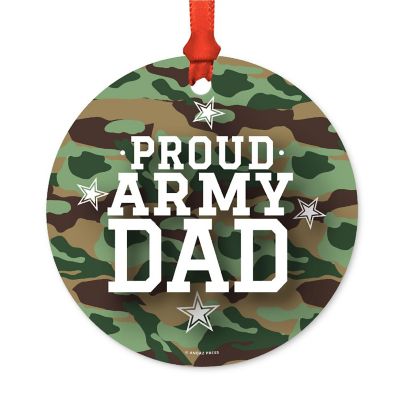 Round Metal Army Dad Ornament Image 2
