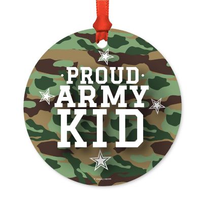 Round Metal Army Kid Ornament Image 2