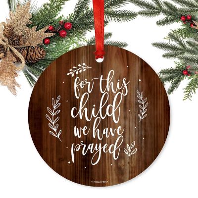 Round Metal Child Prayed Wood Ornament Image 1