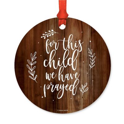 Round Metal Child Prayed Wood Ornament Image 1