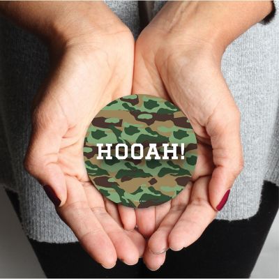 Round Metal Hooah Ornament Image 1