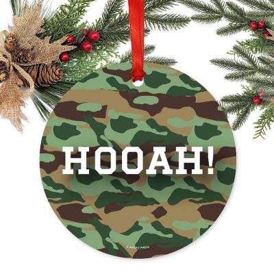 Round Metal Hooah Ornament Image 1