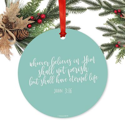 Round Metal John 3:16 Ornament Image 1