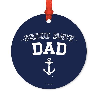 Round Metal Navy Dad Ornament Image 2