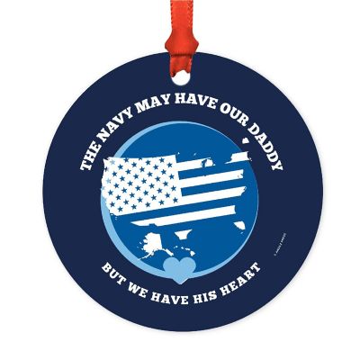 Round Metal Navy Daddy Ornament Image 1