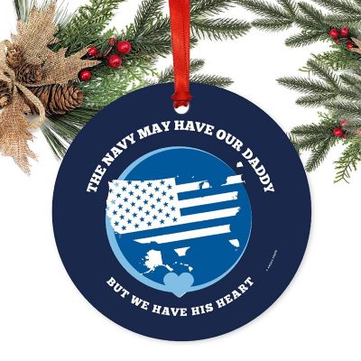 Round Metal Navy Daddy Ornament Image 1