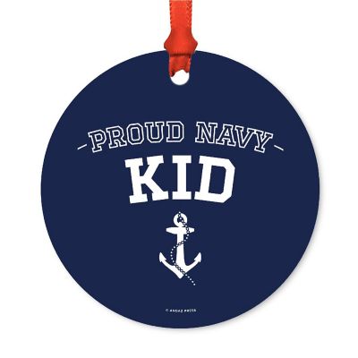 Round Metal Navy Kid Ornament Image 1