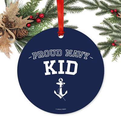 Round Metal Navy Kid Ornament Image 2