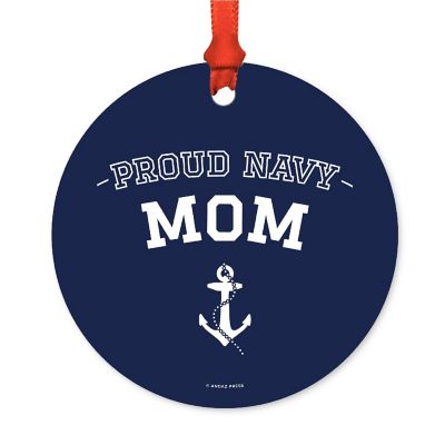Round Metal Navy Mom Ornament Image 2