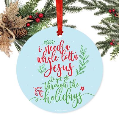 Round Metal Need Lotta Jesus Ornament Image 1