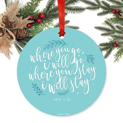 Round Metal Ruth 1:16 Scripture Ornament Image 1