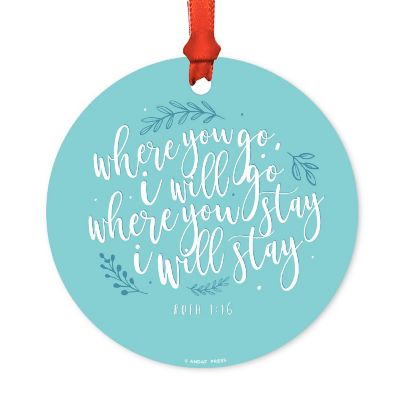 Round Metal Ruth 1:16 Scripture Ornament Image 1