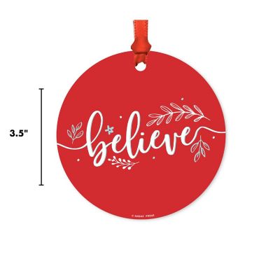 Round Metal Script Ornament, Believe Image 2