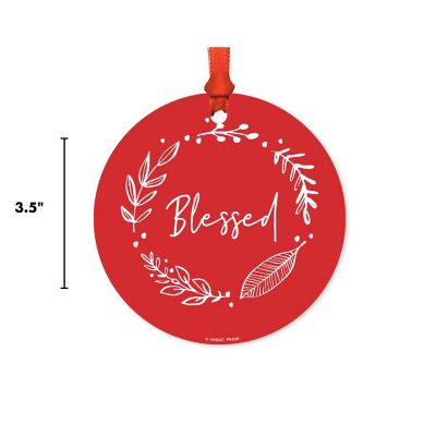 Round Metal Script Ornament, Blessed Image 2