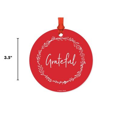 Round Metal Script Ornament, Grateful Image 2