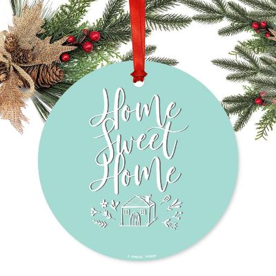 Round Metal Script Ornament, Home Sweet Image 1