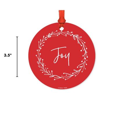Round Metal Script Ornament, Joy Image 2
