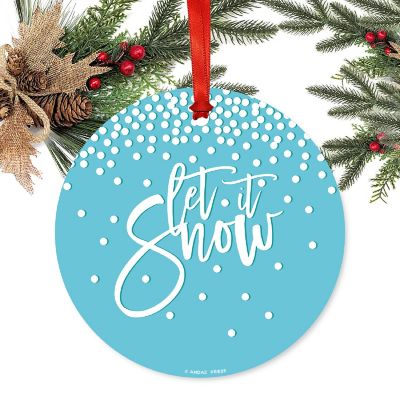 Round Metal Script Ornament, Let It Snow Image 1