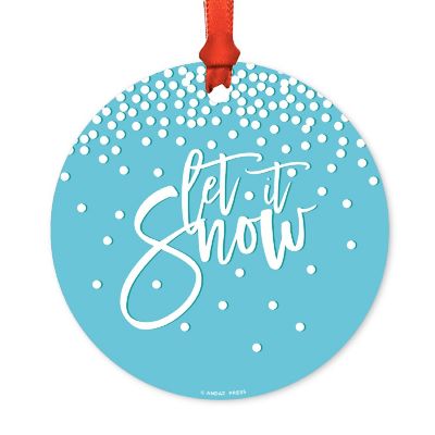 Round Metal Script Ornament, Let It Snow Image 1