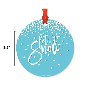 Round Metal Script Ornament, Let It Snow Image 2