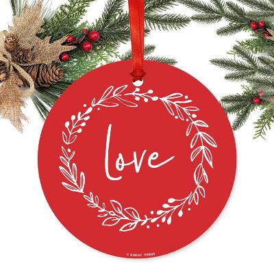 Round Metal Script Ornament, Love Image 1