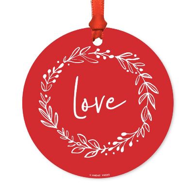Round Metal Script Ornament, Love Image 1