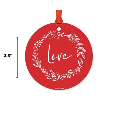 Round Metal Script Ornament, Love Image 2