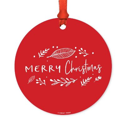 Round Metal Script Ornament, Merry Xmas Image 1