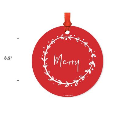 Round Metal Script Ornament, Merry Image 2
